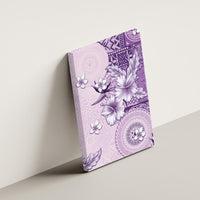 Hawaii Tapa Pattern With Violet Hibiscus Canvas Wall Art LT05 - Polynesian Pride
