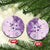 Hawaii Tapa Pattern With Violet Hibiscus Ceramic Ornament