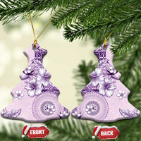Hawaii Tapa Pattern With Violet Hibiscus Ceramic Ornament LT05 Christmas Tree Violet - Polynesian Pride