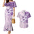 Hawaii Tapa Pattern With Violet Hibiscus Couples Matching Mermaid Dress and Hawaiian Shirt