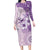 Hawaii Tapa Pattern With Violet Hibiscus Family Matching Long Sleeve Bodycon Dress and Hawaiian Shirt