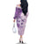 Hawaii Tapa Pattern With Violet Hibiscus Family Matching Off The Shoulder Long Sleeve Dress and Hawaiian Shirt