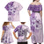 Hawaii Tapa Pattern With Violet Hibiscus Family Matching Off Shoulder Maxi Dress and Hawaiian Shirt