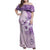 Hawaii Tapa Pattern With Violet Hibiscus Family Matching Off Shoulder Maxi Dress and Hawaiian Shirt