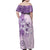 Hawaii Tapa Pattern With Violet Hibiscus Family Matching Off Shoulder Maxi Dress and Hawaiian Shirt