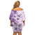 Hawaii Tapa Pattern With Violet Hibiscus Family Matching Off Shoulder Short Dress and Hawaiian Shirt