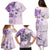 Hawaii Tapa Pattern With Violet Hibiscus Family Matching Puletasi and Hawaiian Shirt