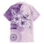 Hawaii Tapa Pattern With Violet Hibiscus Family Matching Puletasi and Hawaiian Shirt