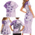 Hawaii Tapa Pattern With Violet Hibiscus Family Matching Short Sleeve Bodycon Dress and Hawaiian Shirt