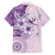 Hawaii Tapa Pattern With Violet Hibiscus Family Matching Summer Maxi Dress and Hawaiian Shirt