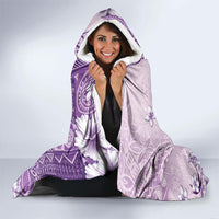 Hawaii Tapa Pattern With Violet Hibiscus Hooded Blanket LT05 - Polynesian Pride