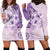 Hawaii Tapa Pattern With Violet Hibiscus Hoodie Dress