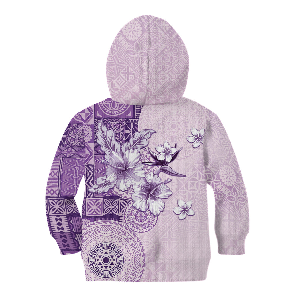 Hawaii Tapa Pattern With Violet Hibiscus Kid Hoodie