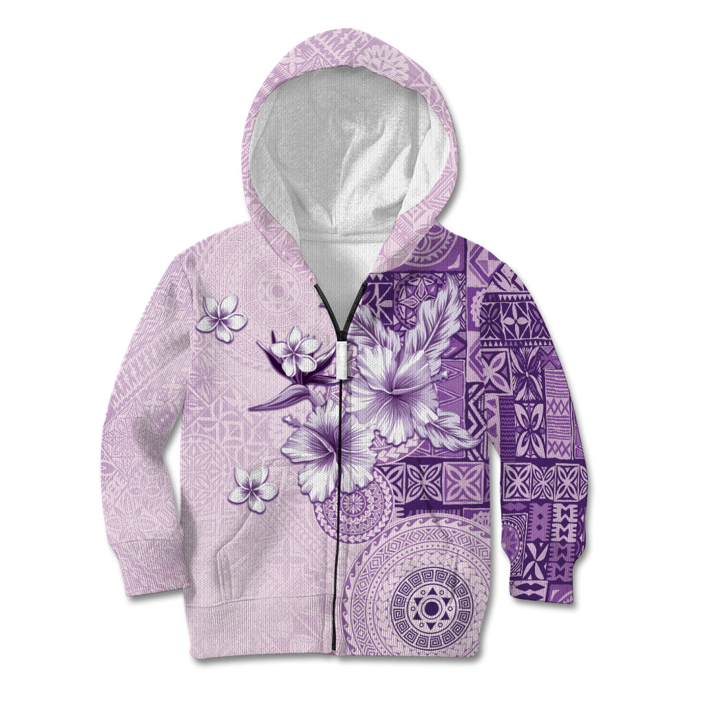 Hawaii Tapa Pattern With Violet Hibiscus Kid Hoodie