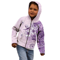 Hawaii Tapa Pattern With Violet Hibiscus Kid Hoodie