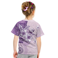 Hawaii Tapa Pattern With Violet Hibiscus Kid T Shirt