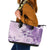 Hawaii Tapa Pattern With Violet Hibiscus Leather Tote Bag