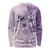 Hawaii Tapa Pattern With Violet Hibiscus Long Sleeve Shirt