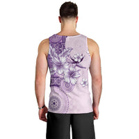 Hawaii Tapa Pattern With Violet Hibiscus Men Tank Top LT05 - Polynesian Pride