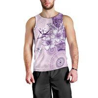 Hawaii Tapa Pattern With Violet Hibiscus Men Tank Top LT05 - Polynesian Pride