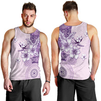 Hawaii Tapa Pattern With Violet Hibiscus Men Tank Top LT05 - Polynesian Pride