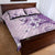 Hawaii Tapa Pattern With Violet Hibiscus Quilt Bed Set