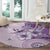 Hawaii Tapa Pattern With Violet Hibiscus Round Carpet