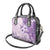 Hawaii Tapa Pattern With Violet Hibiscus Shoulder Handbag