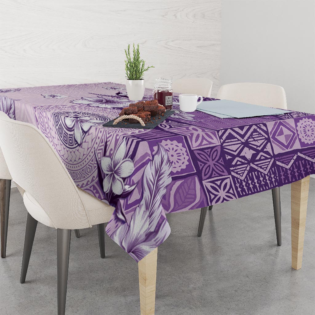 Hawaii Tapa Pattern With Violet Hibiscus Tablecloth LT05 - Polynesian Pride