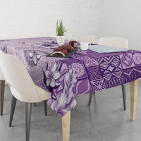 Hawaii Tapa Pattern With Violet Hibiscus Tablecloth LT05 - Polynesian Pride