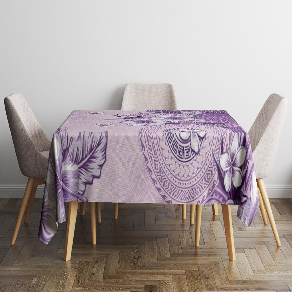 Hawaii Tapa Pattern With Violet Hibiscus Tablecloth LT05 - Polynesian Pride