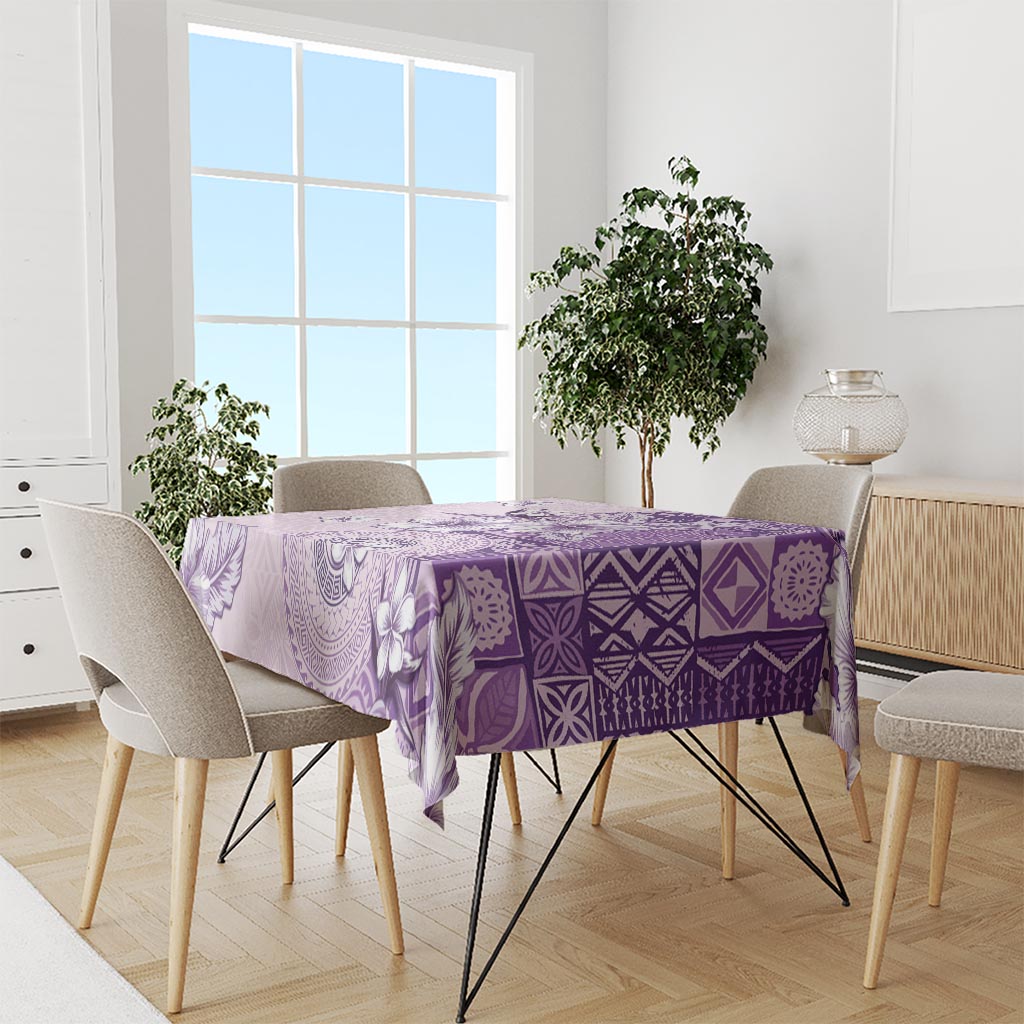 Hawaii Tapa Pattern With Violet Hibiscus Tablecloth LT05 - Polynesian Pride