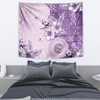 Hawaii Tapa Pattern With Violet Hibiscus Tapestry