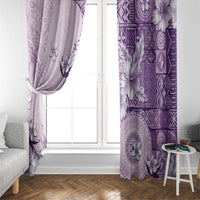 Hawaii Tapa Pattern With Violet Hibiscus Window Curtain LT05 - Polynesian Pride
