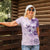 Hawaii Tapa Pattern With Violet Hibiscus Women Polo Shirt