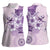 Hawaii Tapa Pattern With Violet Hibiscus Women Sleeveless Polo Shirt