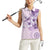 Hawaii Tapa Pattern With Violet Hibiscus Women Sleeveless Polo Shirt