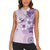 Hawaii Tapa Pattern With Violet Hibiscus Women Sleeveless Polo Shirt