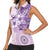 Hawaii Tapa Pattern With Violet Hibiscus Women Sleeveless Polo Shirt