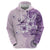 Hawaii Tapa Pattern With Violet Hibiscus Zip Hoodie