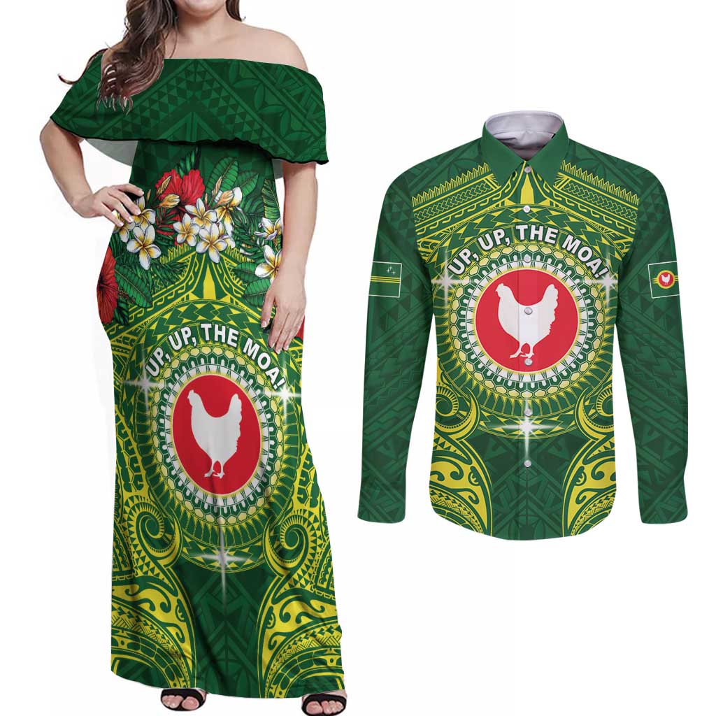 Personalized American Samoa Manua Cession Day Couples Matching Off Shoulder Maxi Dress and Long Sleeve Button Shirt Up Up The Moa