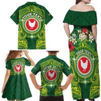Personalized American Samoa Manua Cession Day Family Matching Off Shoulder Maxi Dress and Hawaiian Shirt Up Up The Moa