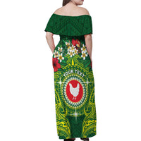 Personalized American Samoa Manua Cession Day Family Matching Off Shoulder Maxi Dress and Hawaiian Shirt Up Up The Moa