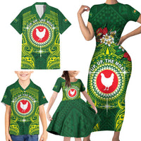 Personalized American Samoa Manua Cession Day Family Matching Short Sleeve Bodycon Dress and Hawaiian Shirt Up Up The Moa