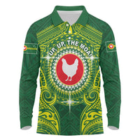 Personalized American Samoa Manua Cession Day Long Sleeve Polo Shirt Up Up The Moa LT05 Green - Polynesian Pride
