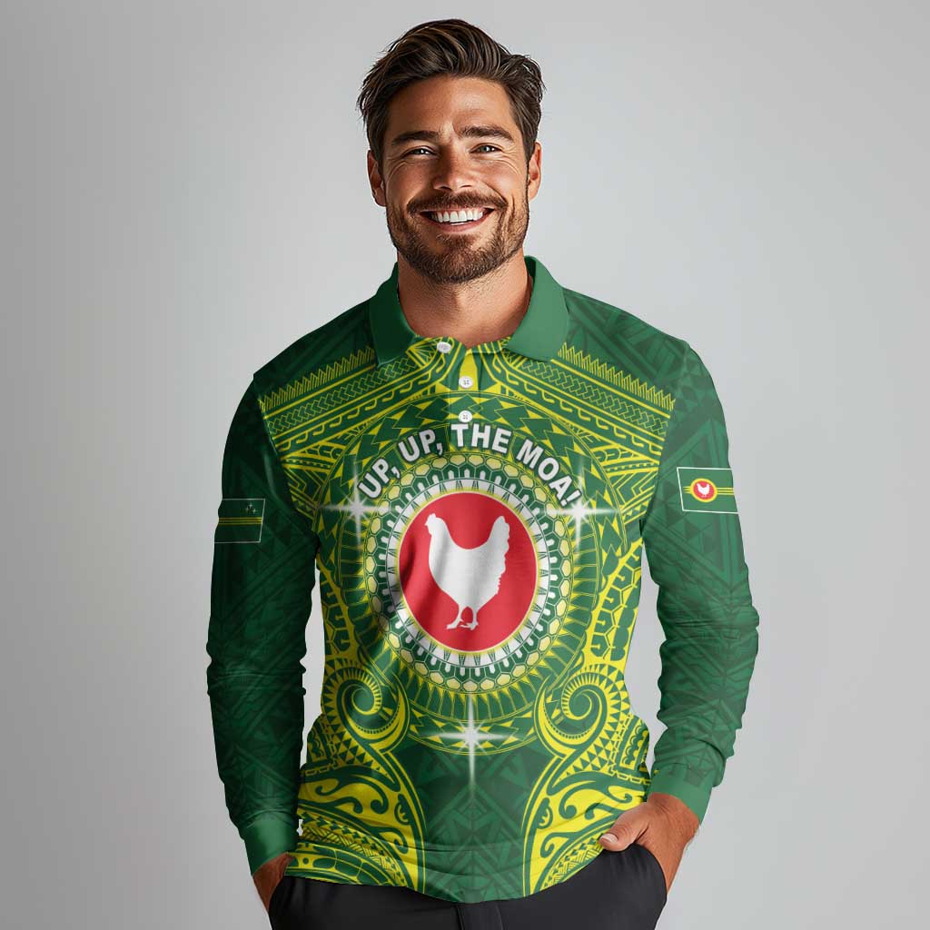 Personalized American Samoa Manua Cession Day Long Sleeve Polo Shirt Up Up The Moa LT05 - Polynesian Pride