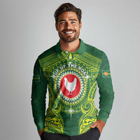 Personalized American Samoa Manua Cession Day Long Sleeve Polo Shirt Up Up The Moa LT05 - Polynesian Pride