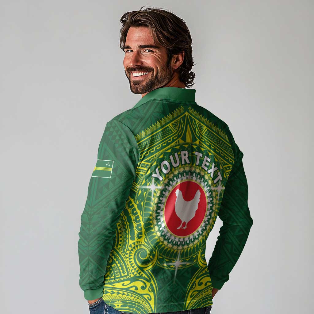 Personalized American Samoa Manua Cession Day Long Sleeve Polo Shirt Up Up The Moa LT05 - Polynesian Pride