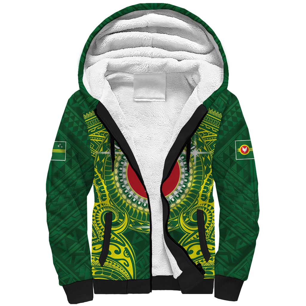 Personalized American Samoa Manua Cession Day Sherpa Hoodie Up Up The Moa LT05 Unisex Green - Polynesian Pride
