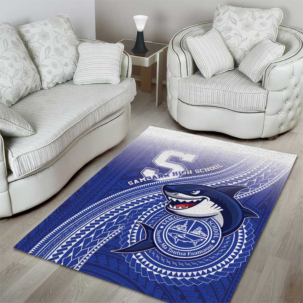 Samoana High School Area Rug Polynesian Tribal Shark